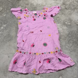 Nimo With Love womens Bouganvilla Embroidered Linen Dress Pink Size Small Floral